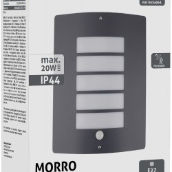 Avide Εξωτερικό Φωτιστικό Τοίχου Morro 1xE27 IP44 Ανθρακί με Φωτοκύτταρο