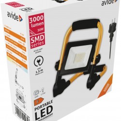 AVIDE LED Ηλιακός Προβολέας Slim SMD 30W με Βάση 1,5m 4000K