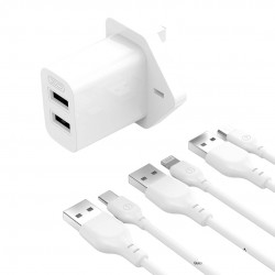 XO L109 (UK) Dual USB-A 2.4A Charger with Micro cable