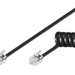 GOOBAY καλώδιο τηλεφώνου 50270, spiral, RJ10 4P4C, CCA, 2m, μαύρο