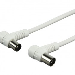 POWERTECH καλώδιο κεραίας RF αρσενικό - RF θηλυκό CAB-V003, γωνιακό, λευκό, 1.5m