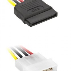 POWERTECH καλώδιο SATA 15pin (F) σε IDE 4pin (M) CAB-W011, 15cm