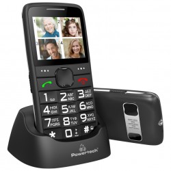 POWERTECH κινητό τηλέφωνο Sentry Eco V2, dual SIM, πλήκτρο SOS, μαύρο