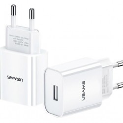 USAMS φορτιστής τοίχου T18, 1x USB, 2.1A, λευκός