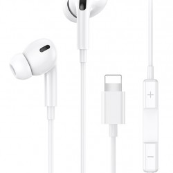 USAMS earphones με μικρόφωνο EP-41, Lightning, Φ10mm, 1.2m, λευκά