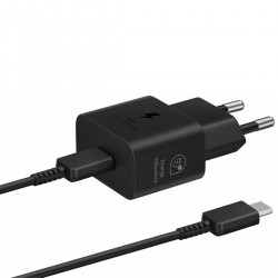 Samsung Φορτιστής με Θύρα USB-C και Καλώδιο USB-C 25W Power Delivery Μαύρος (EP-T2510XBEGEU)